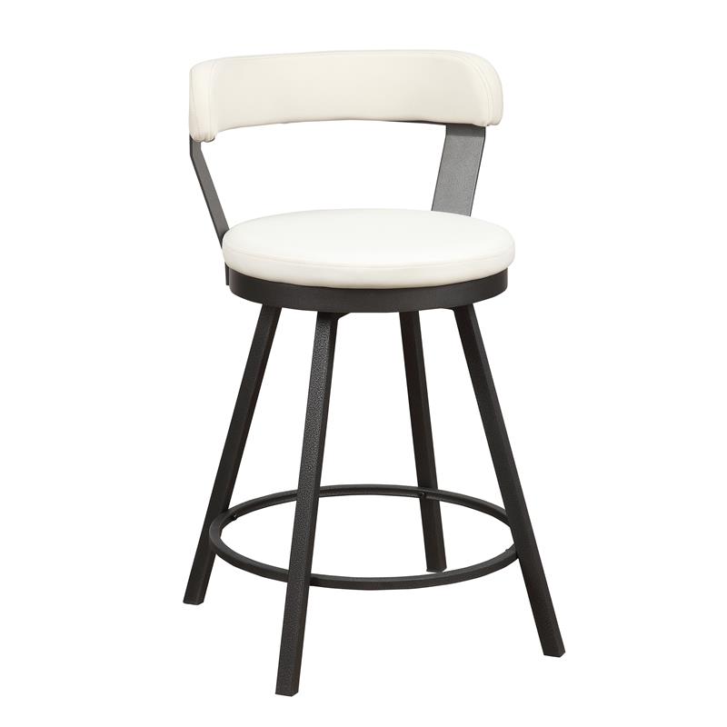 Catania Metal Swivel Counter Height Chair in White (Set of 2)