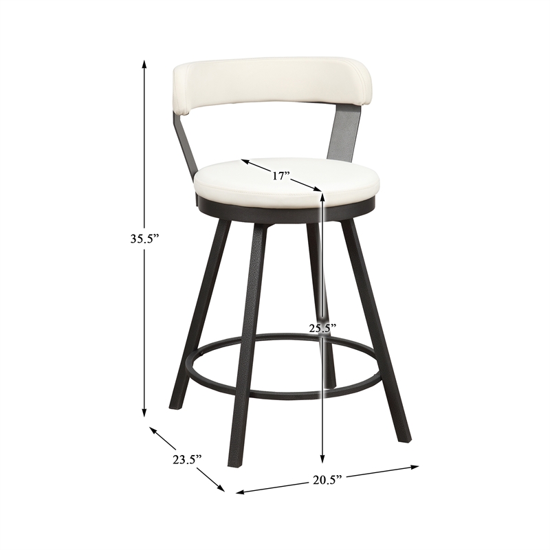 Catania Metal Swivel Counter Height Chair in White (Set of 2)