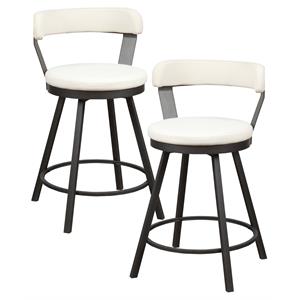 Catania Metal Swivel Counter Height Chair in White (Set of 2)