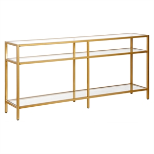 Catania Modern / Contemporary 64&quot Brass Metal/Glass Console Table