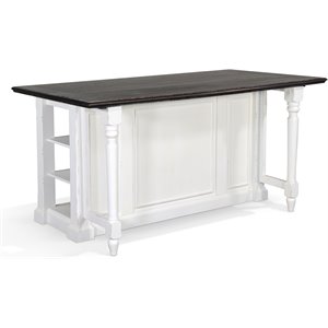 Catania 71.5&quot Wood Kitchen Island in White/Dark Brown Finish