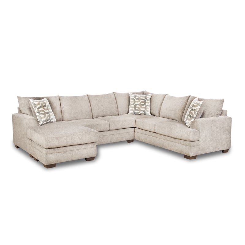 Catania 2-Piece Sectional with Accent Pillows in Cream Finish