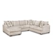 Catania 2-Piece Sectional with Accent Pillows in Cream Finish