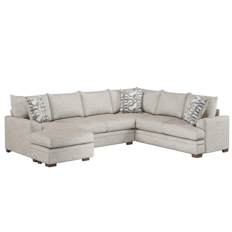 Catania 2-Piece Sectional with Accent Pillows in Cream Finish