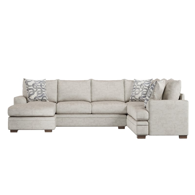 Catania 2-Piece Sectional with Accent Pillows in Cream Finish