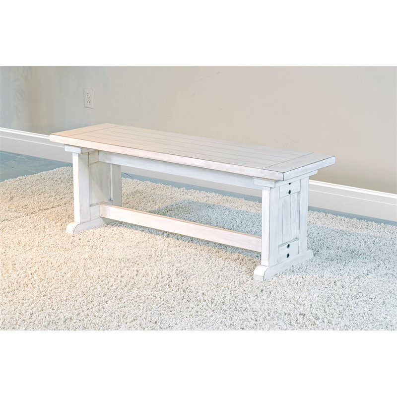 Catania Farmhouse Wood Breakfast Nook Set in Marble White Finish