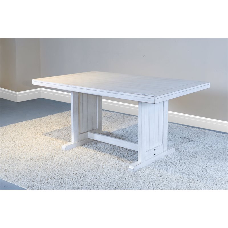 Catania Farmhouse Wood Breakfast Nook Set in Marble White Finish
