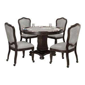 Catania 48&quot 5-Piece Wood Dining/Poker Table & Chairs Set in Gray
