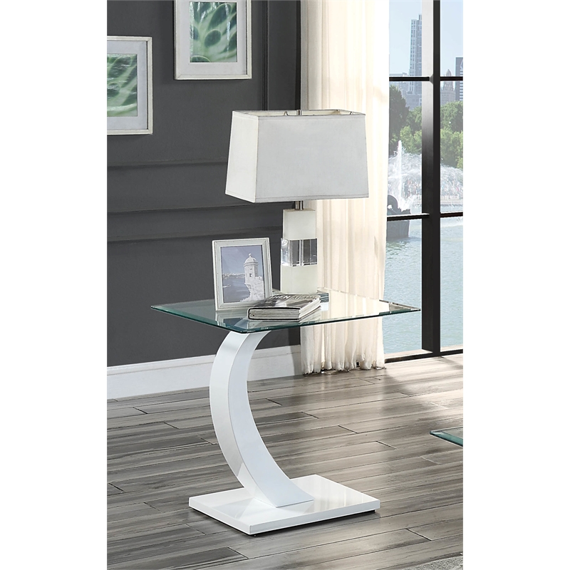 Catania Modern / Contemporary Navarre Glass End Table with White Base