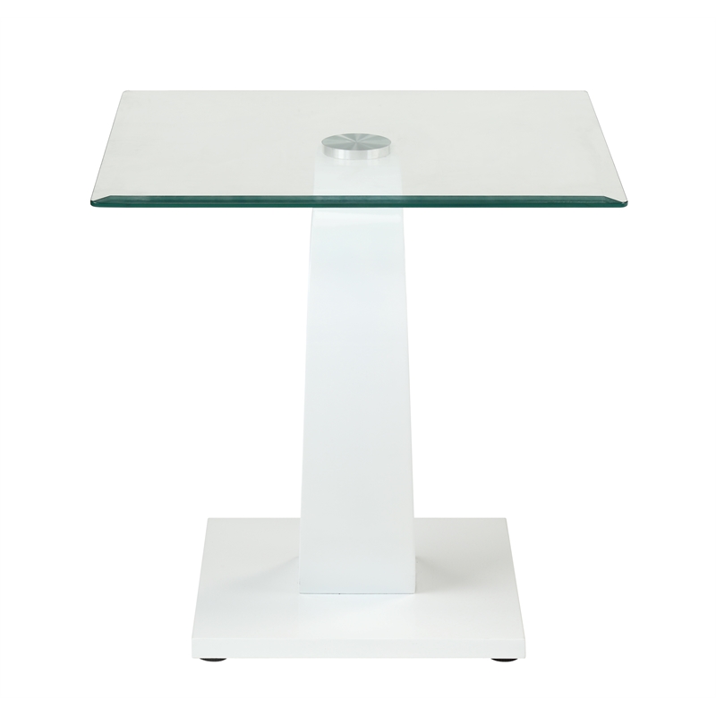Catania Modern / Contemporary Navarre Glass End Table with White Base