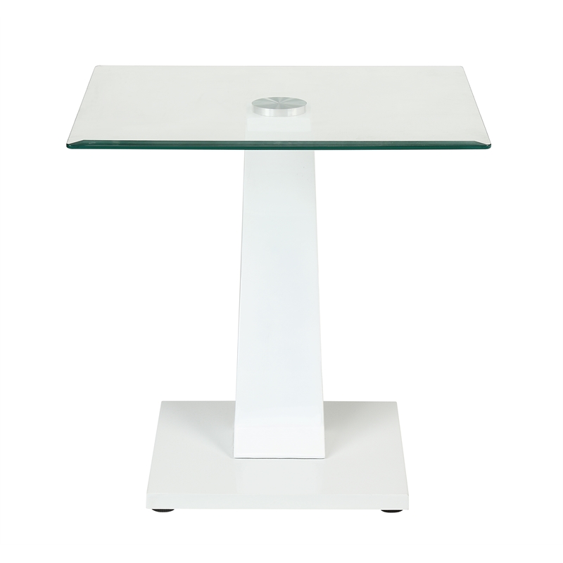 Catania Modern / Contemporary Navarre Glass End Table with White Base