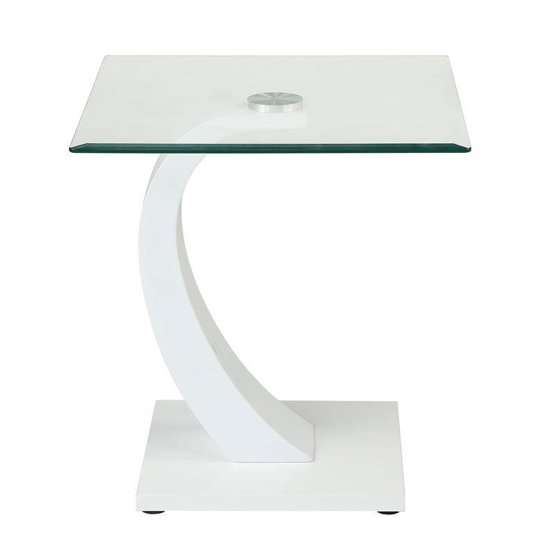 Catania Modern / Contemporary Navarre Glass End Table with White Base