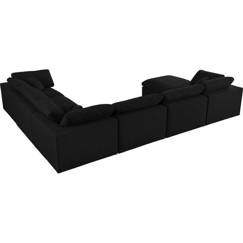 Catania Modern / Contemporary Black Linen Fabric Deluxe Modular Sectional