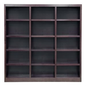 Catania Traditional 72&quot Tall 15-Shelf Triple Wide Wood Bookcase in Espresso