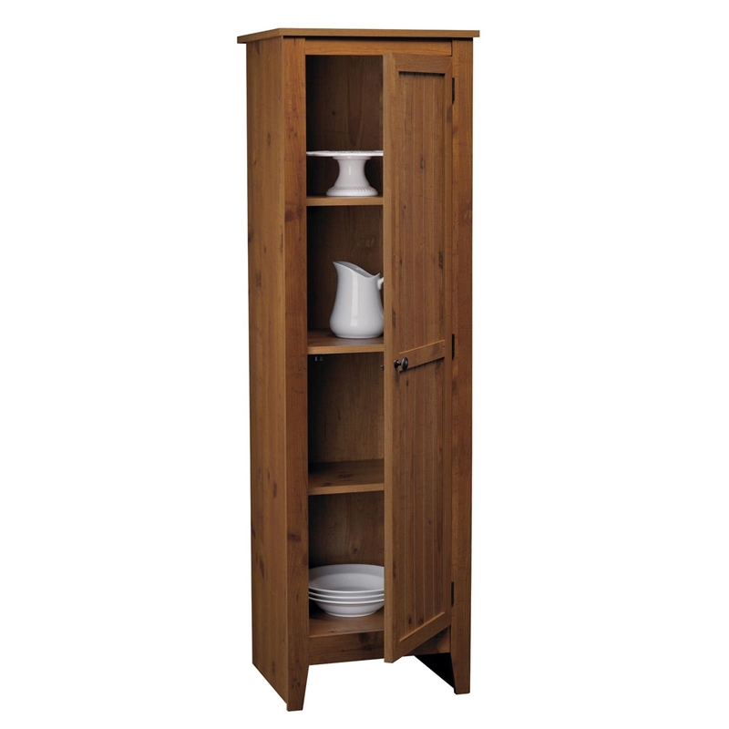 Catania Modern / Contemporary Single Door Kitchen Pantry in Old Fashion Pine