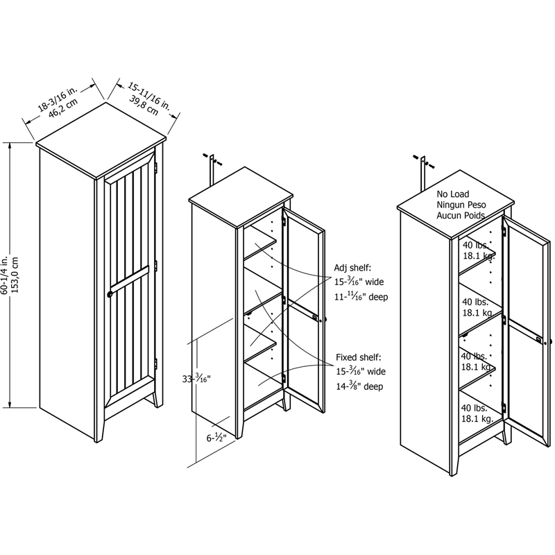 Catania Modern / Contemporary Single Door Kitchen Pantry in Old Fashion Pine