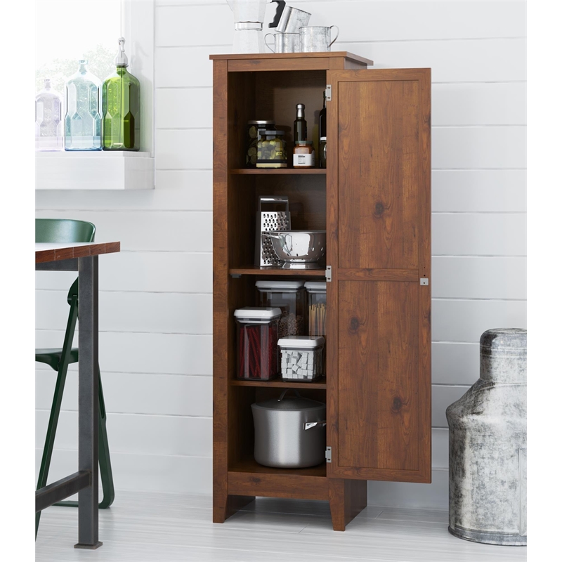 Catania Modern / Contemporary Single Door Kitchen Pantry in Old Fashion Pine