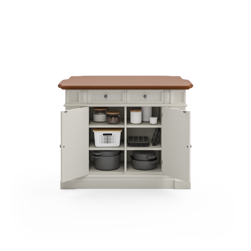 Catania Modern / Contemporary Wood Kitchen Island in Off White Finish