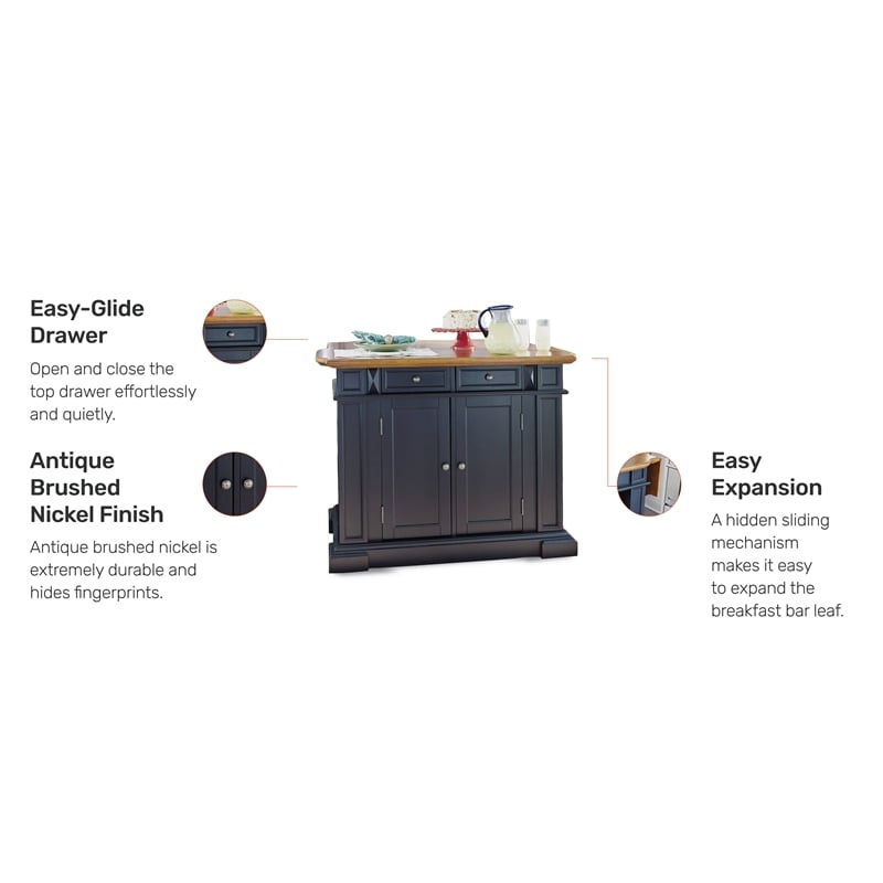 Catania Modern / Contemporary Wood Kitchen Island in Black Finish