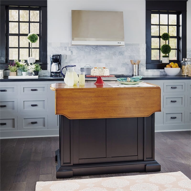 Catania Modern / Contemporary Wood Kitchen Island in Black Finish