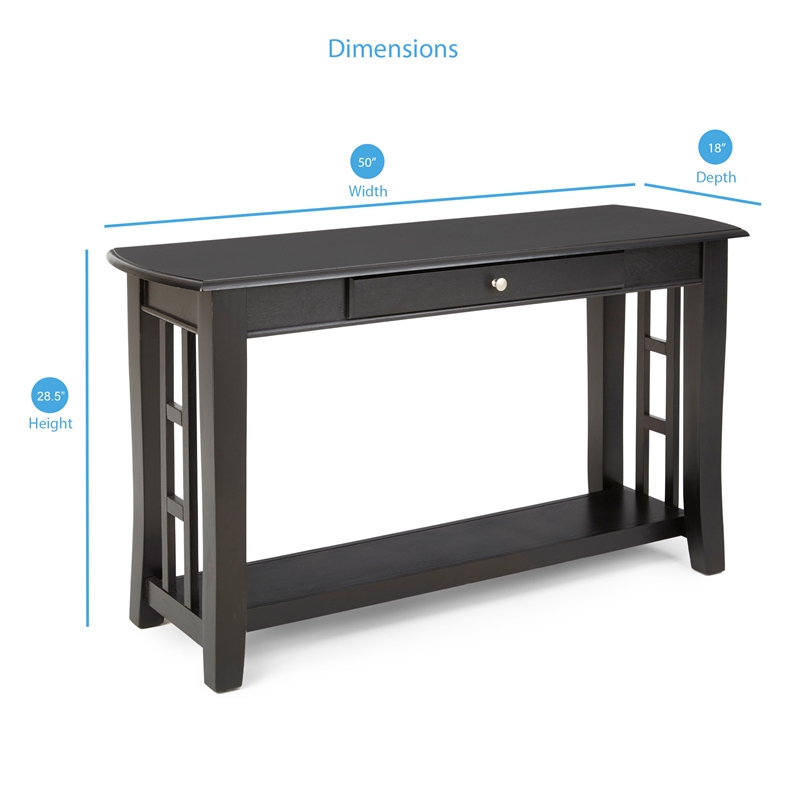 Catania Modern 1-drawer Wood Sofa Table with Storage in Black