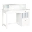 Catania Engineered Wood Writing Desk with Solid Wood Legs and Hutch in White