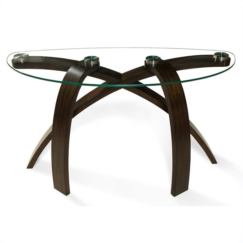 Catania Modern / Contemporary Demilune Sofa Table in Mahogany Finish
