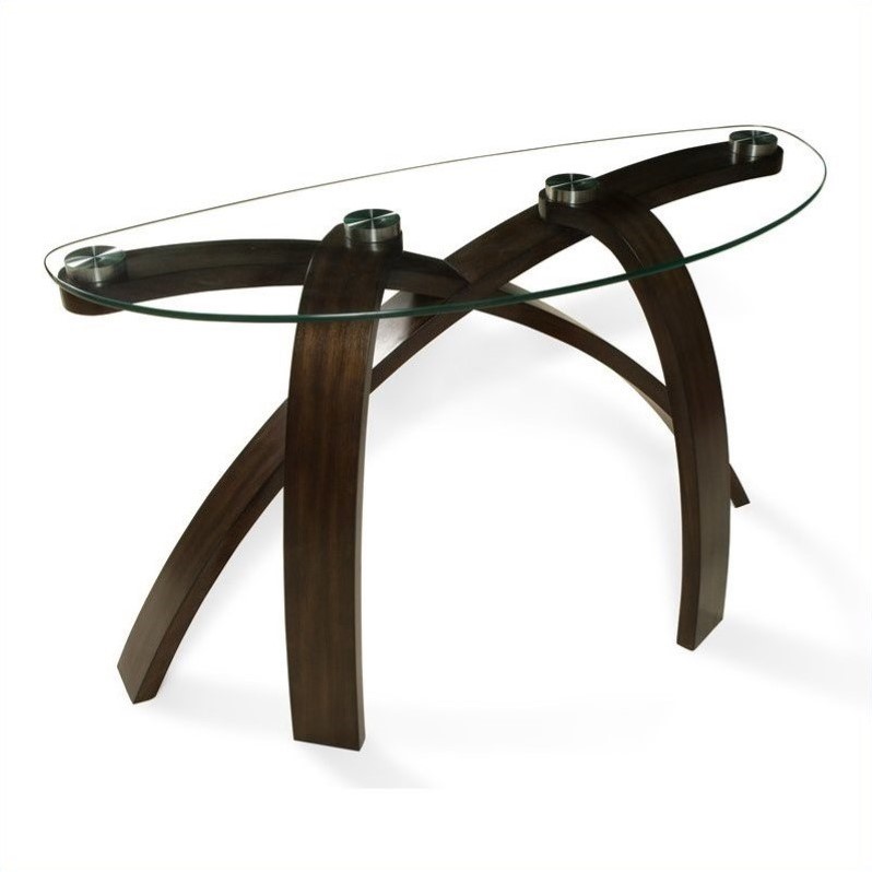 Catania Modern / Contemporary Demilune Sofa Table in Mahogany Finish