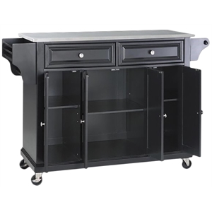 Catania Modern / Contemporary Stainless Steel Top Kitchen Cart in Black