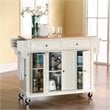 Catania Modern / Contemporary Natural Wood Top Kitchen Cart in White