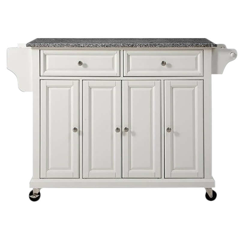 Catania Modern / Contemporary Gray Granite Top Kitchen Cart in White