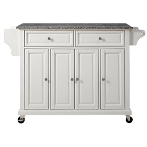 Catania Modern / Contemporary Gray Granite Top Kitchen Cart in White