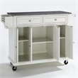 Catania Modern / Contemporary Gray Granite Top Kitchen Cart in White