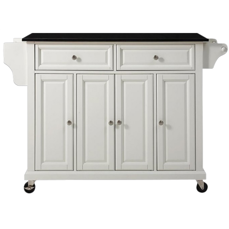 Catania Modern / Contemporary Black Granite Top Kitchen Cart in White