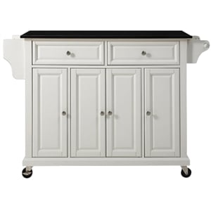 Catania Modern / Contemporary Black Granite Top Kitchen Cart in White