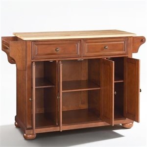Catania Modern / Contemporary Natural Wood Top Kitchen Island in Cherry