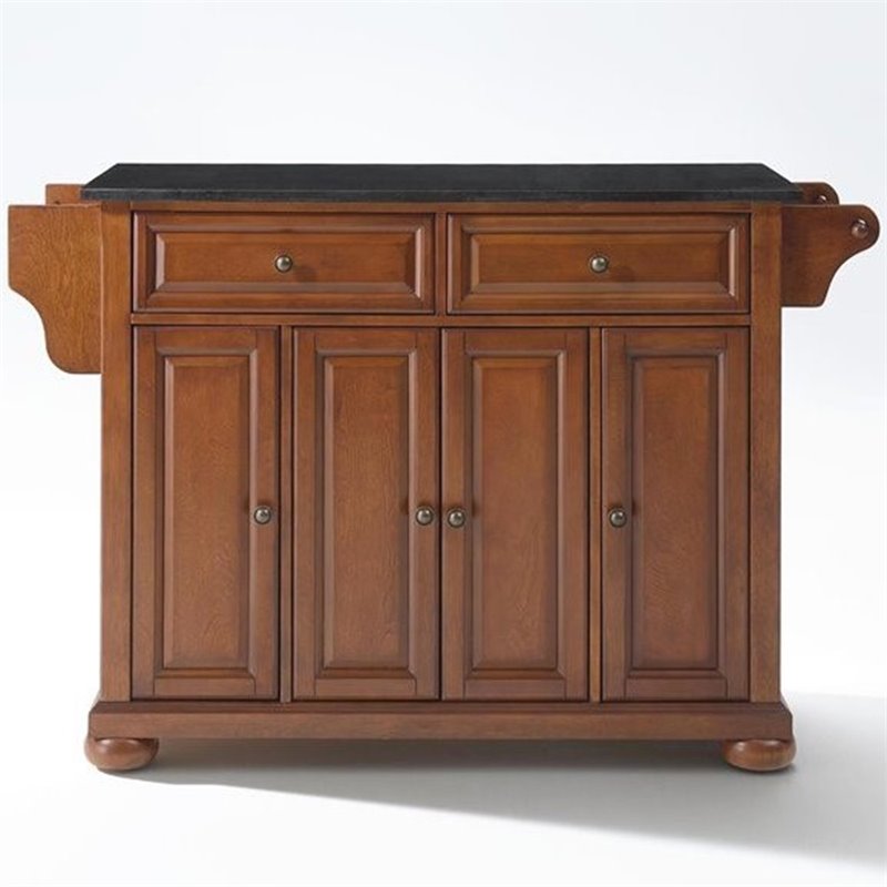Catania Modern / Contemporary Black Granite Top Kitchen Island in Cherry