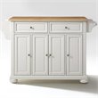Catania Modern / Contemporary Natural Wood Top Kitchen Island in White
