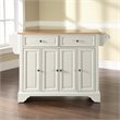 Catania Modern / Contemporary Natural Wood Top Kitchen Island in White