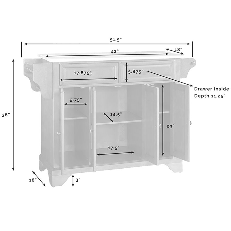 Catania Modern / Contemporary Natural Wood Top Kitchen Island in White