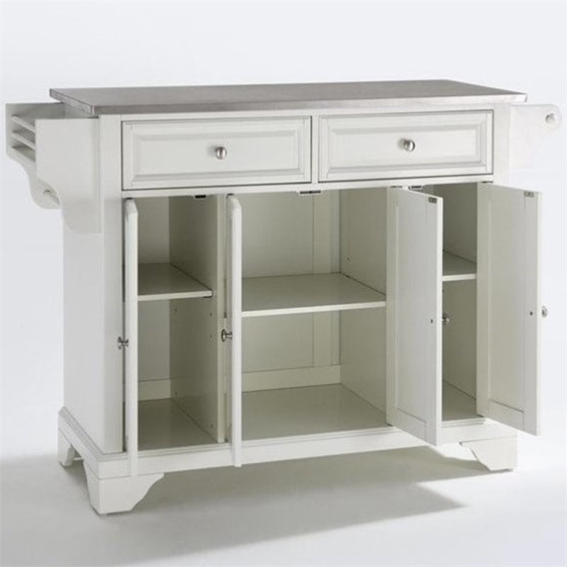 Catania Modern / Contemporary Stainless Steel Top Kitchen Island in White