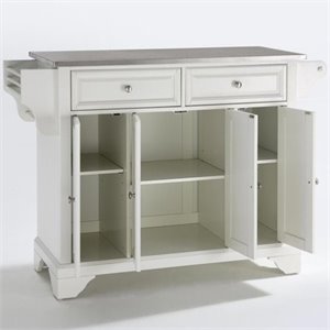 Catania Modern / Contemporary Stainless Steel Top Kitchen Island in White
