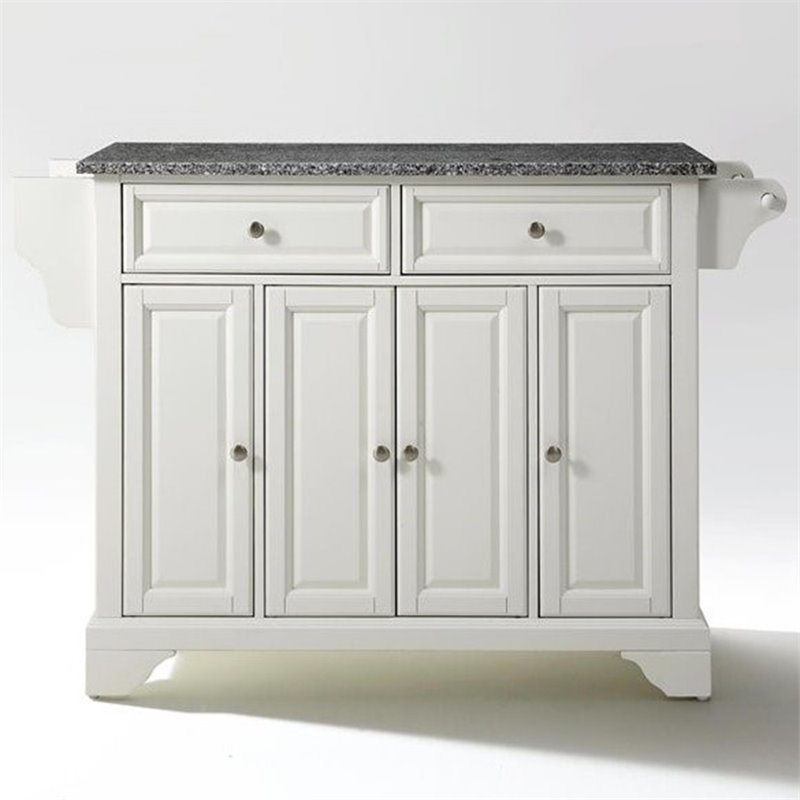 Catania Modern / Contemporary Gray Granite Top Kitchen Island in White