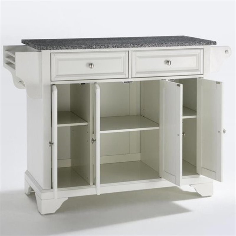 Catania Modern / Contemporary Gray Granite Top Kitchen Island in White