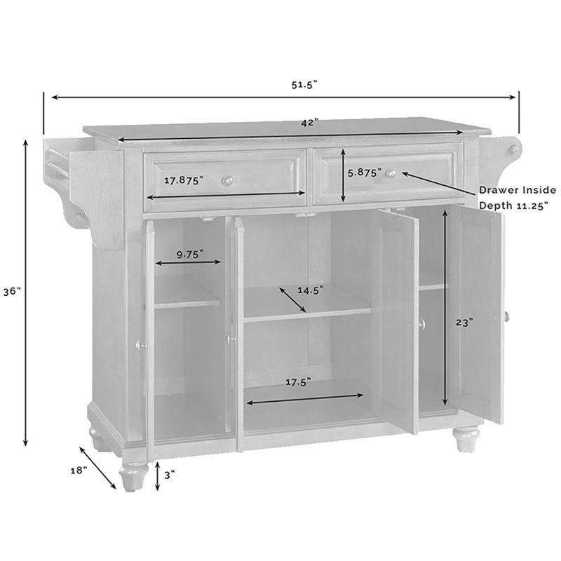 Catania Modern / Contemporary Natural Wood Top Kitchen Island in White