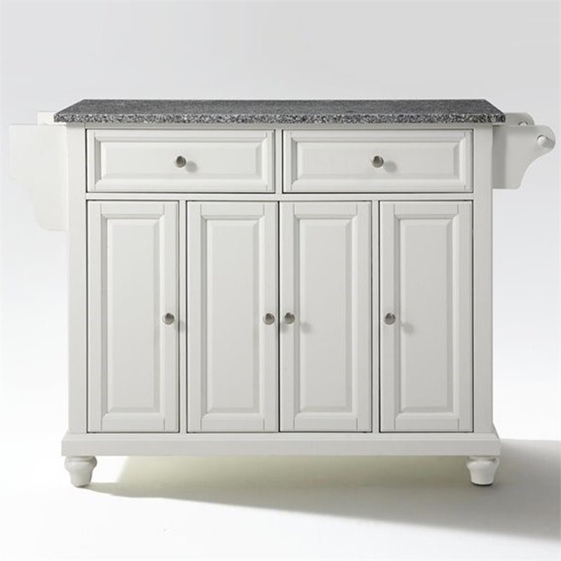 Catania Modern / Contemporary Gray Granite Top Kitchen Island in White