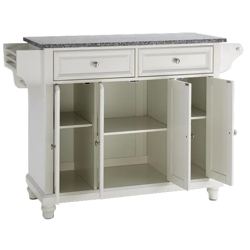Catania Modern / Contemporary Gray Granite Top Kitchen Island in White