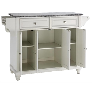 Catania Modern / Contemporary Gray Granite Top Kitchen Island in White