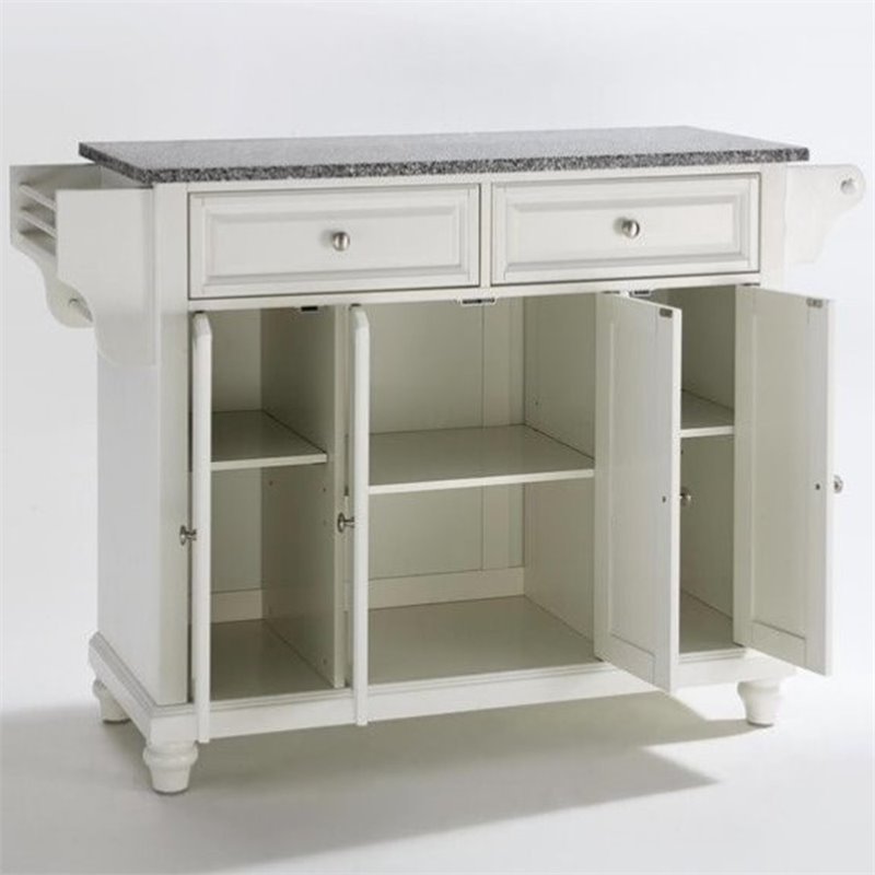 Catania Modern / Contemporary Gray Granite Top Kitchen Island in White