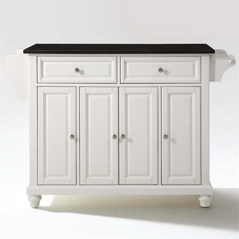 Catania Modern / Contemporary Black Granite Top Kitchen Island in White